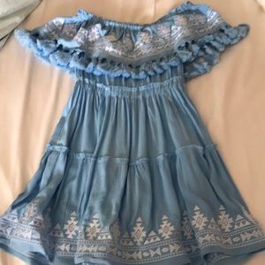 Off the shoulder blue dress